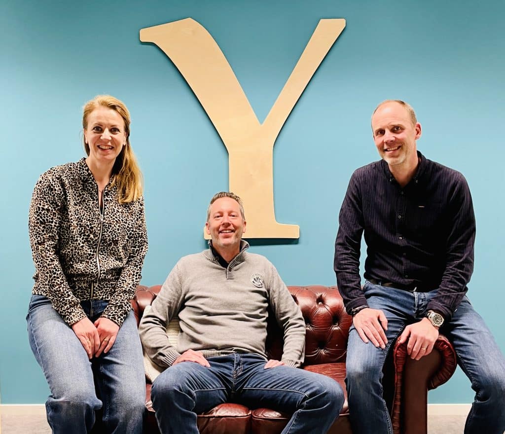 Danielle Hes, Mathijs Vleeming en Dennis van Aalst bij Yard, de ontwikkelaar van Yunits.